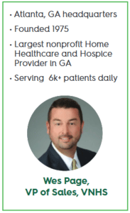 Snippet feature of Wes Page, VP of Sales at Visiting Nurse Health System - Founded in 1975 in Atlanta, GA, VNHS is the largest nonprofit Home Healthcare and Hospice Provider in GA - serving over 6,000 patients daily