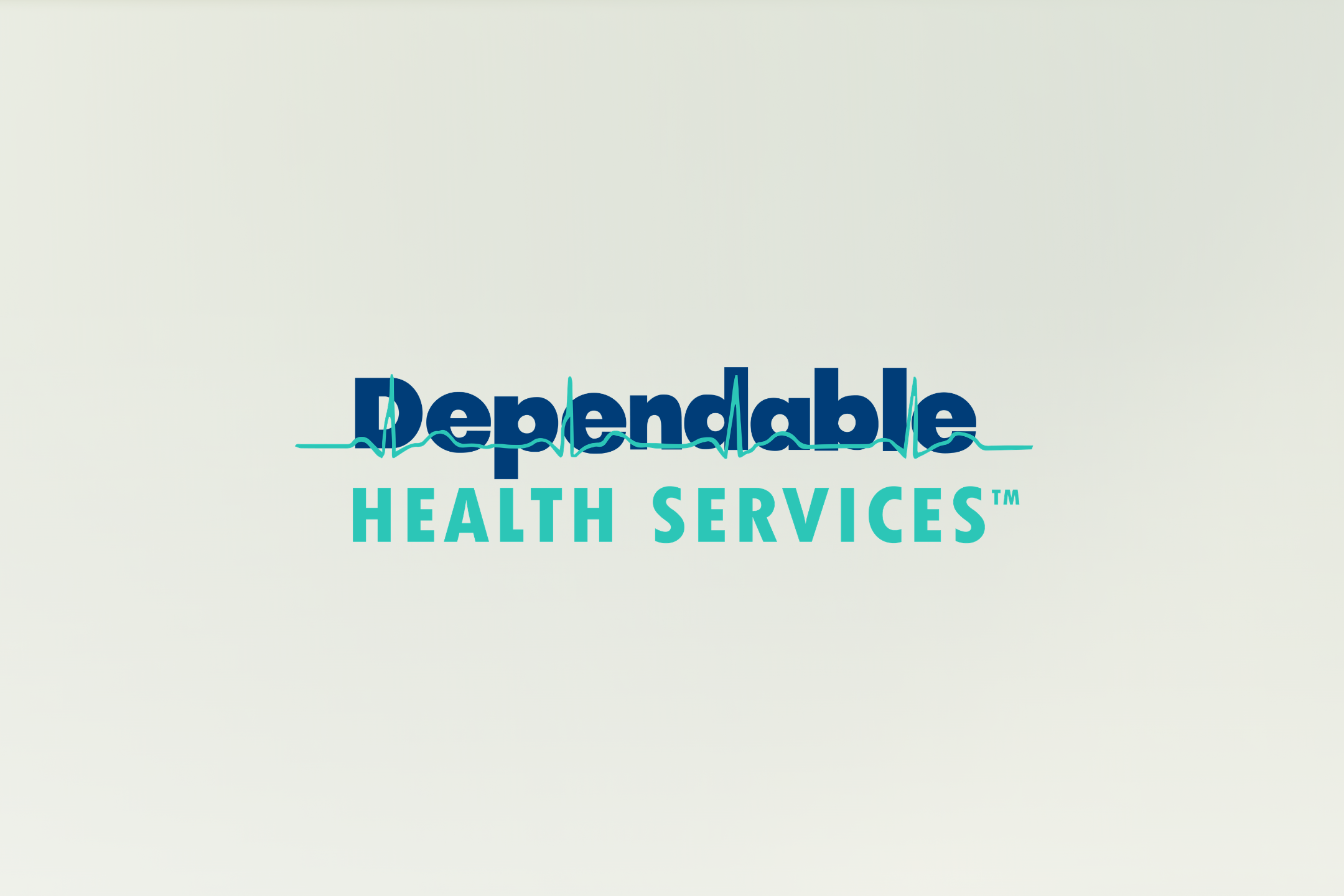 Logo showing the words "Dependable Health Services™" with a heartbeat line running through the word "Dependable" on a light background.