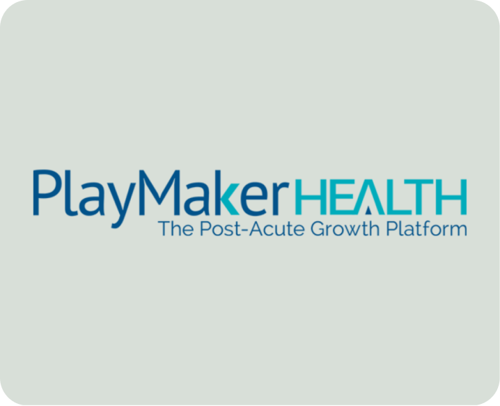 PlayMaker Health logo with the tagline "The Post-Acute Growth Platform" on a light gray background.